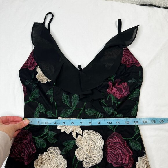 Lulus True to Heart Floral Embroidered Sheer Maxi Dress Black Tiered Ruffle Sm - Picture 12 of 16